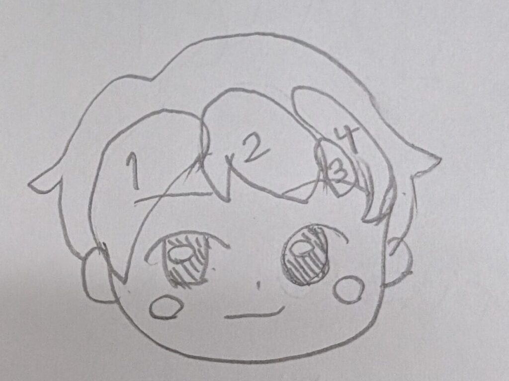 髪の分割下書き